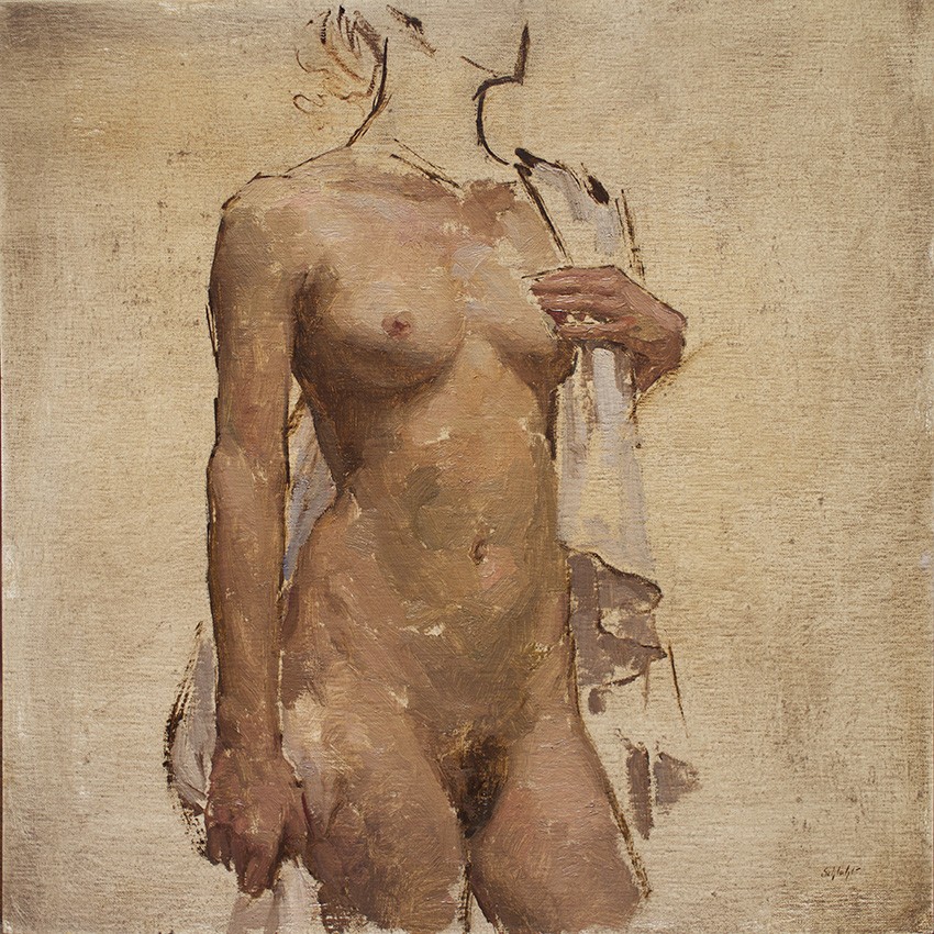 Travis Schlaht Nude White Drapery 2015 
