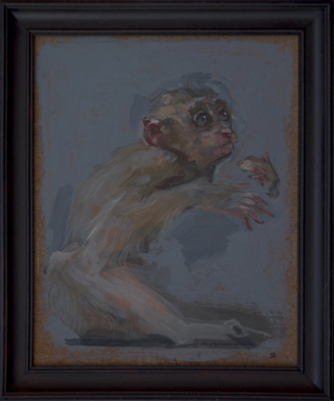 Dongni Hou nulle part ll tempera sur bois 24x30,5 2025 