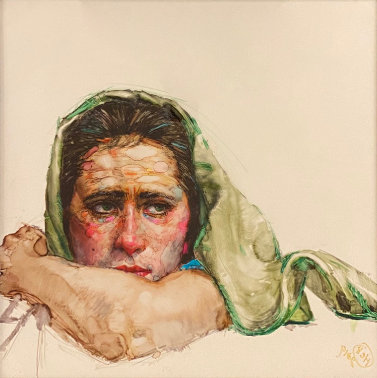 H Craig HANNA Girl with Green Headscarf 2019 