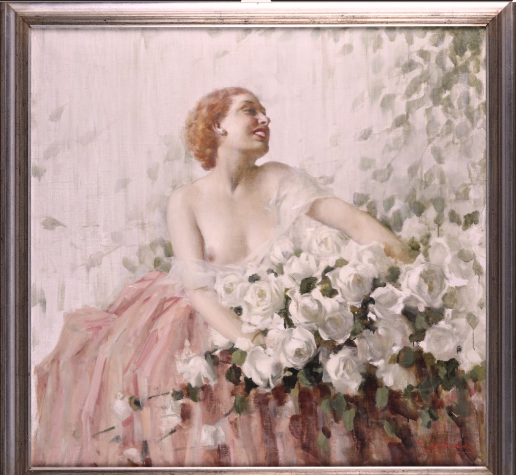 Oeuvres Anciennes Francesco LONGO MANCINI_ Femme aux roses blanches, 1930 2026 