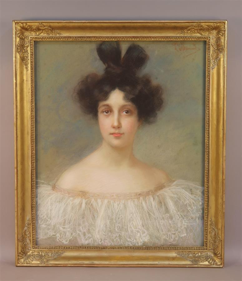 Oeuvres Anciennes Louise MACCAUD_ Portrait de femme à la robe de dentelle, 1860 2026 