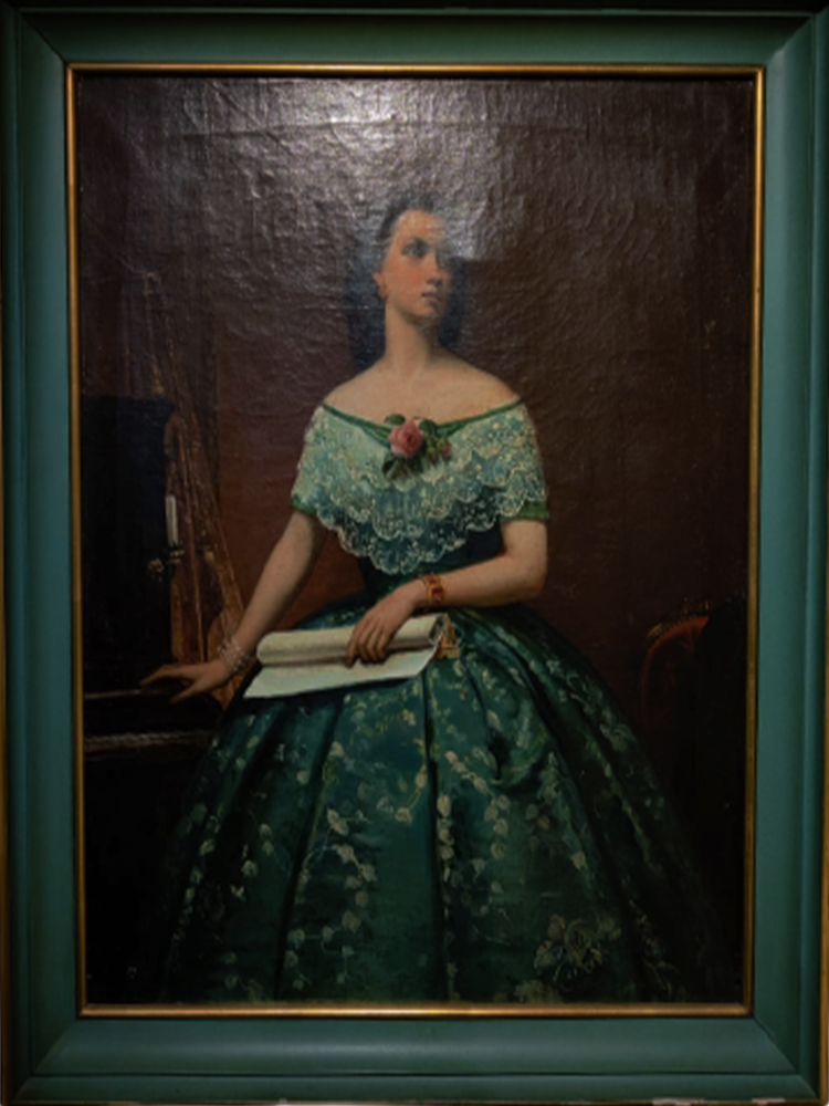 Oeuvres Anciennes Ecole Française fin XIXème_ Elégante en robe verte 2026 