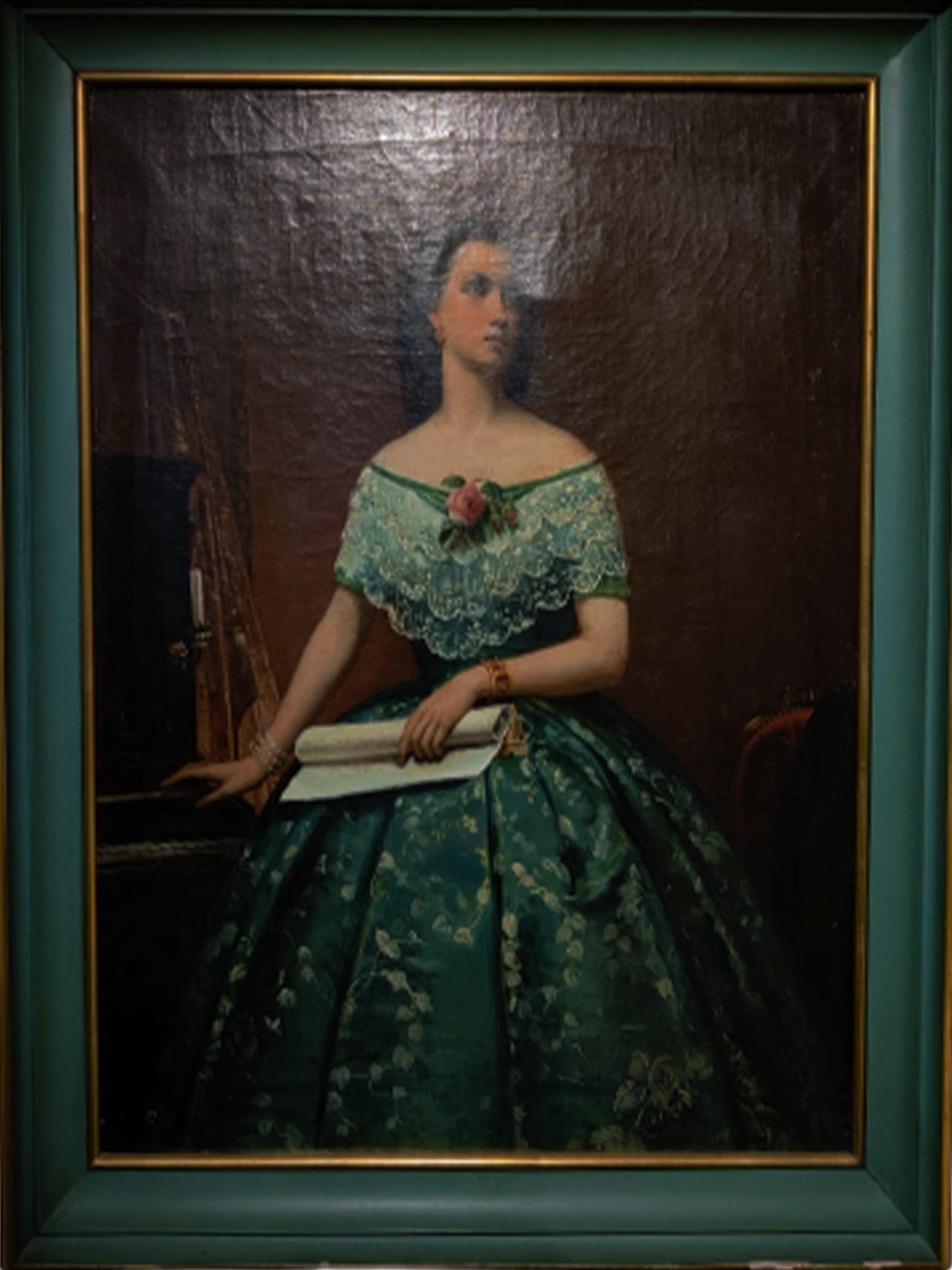 Oeuvres Anciennes Ecole Française fin XIXème_ Elégante en robe verte 2026 