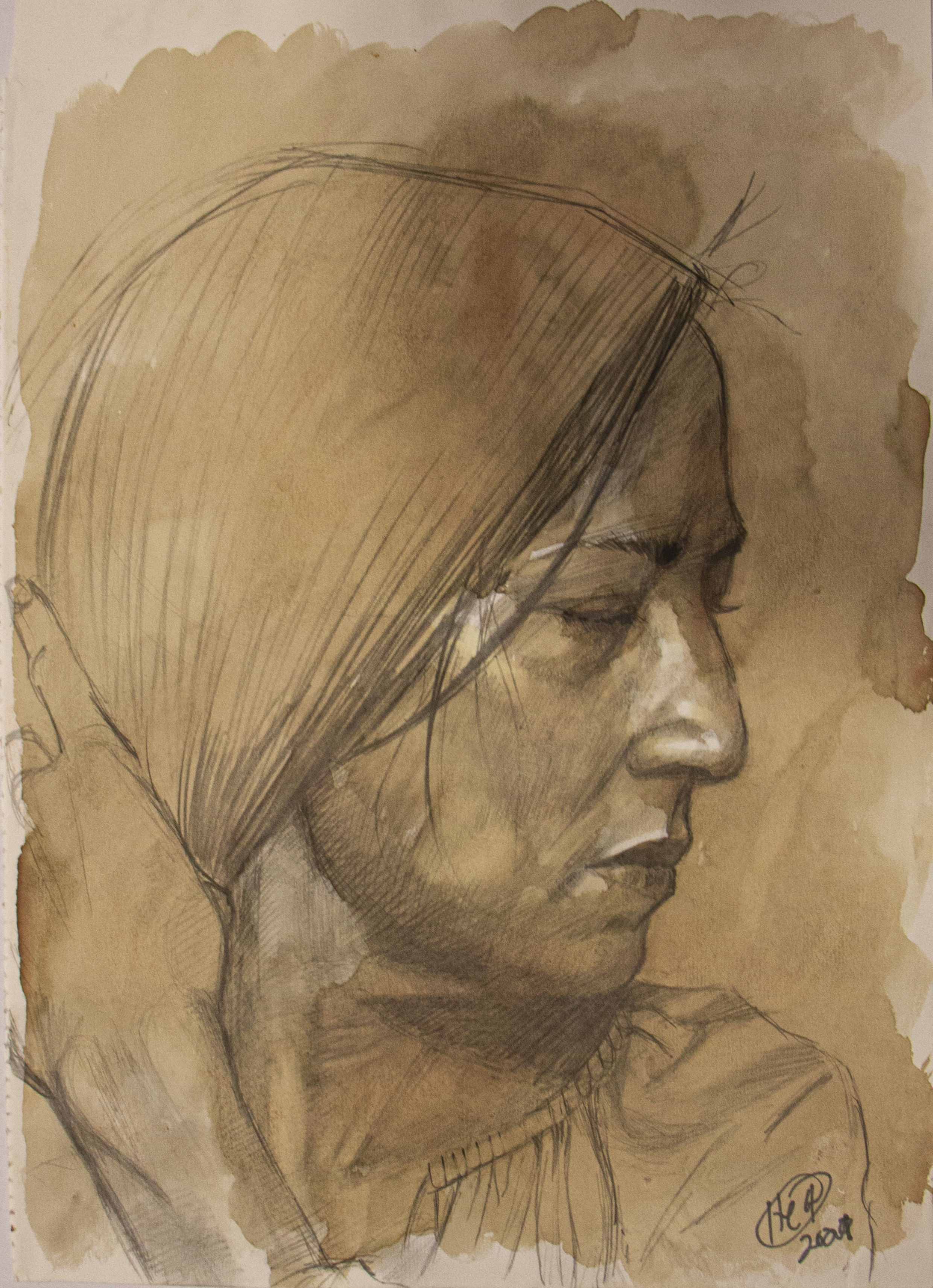 H Craig HANNA Étude de Georgina arranging her hair 2022 